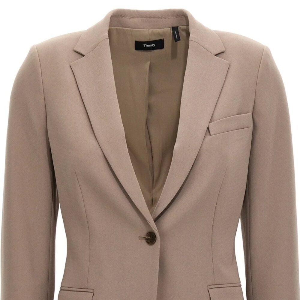 Theory Admiral Crepe Staple Blazer Camel Size 10